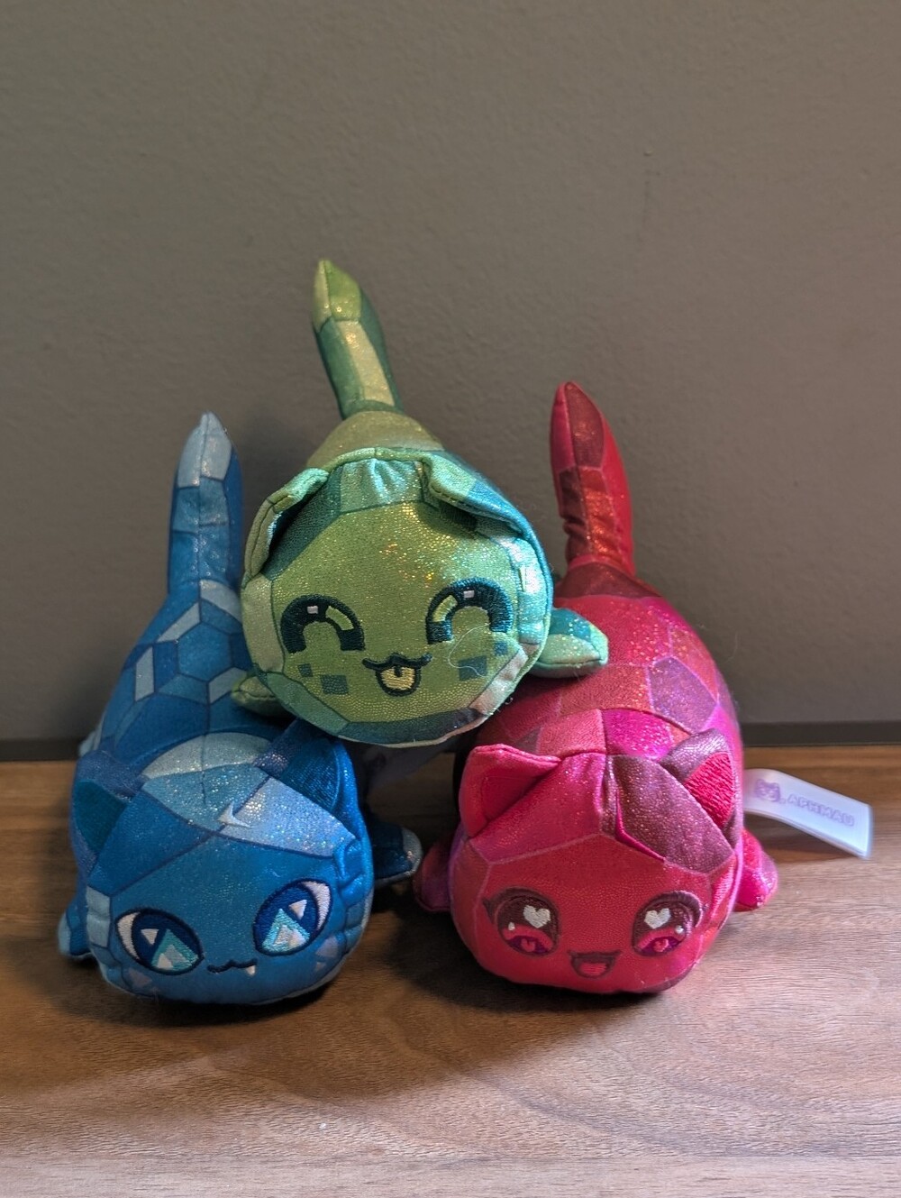 Aphmau MeeMeows Plush Series 4 Celestial Gems Ruby Sapphire Emerald Cat Set of 3